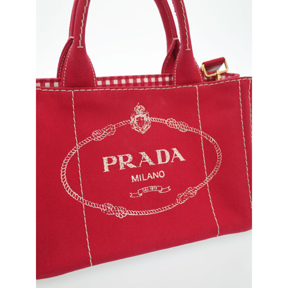 Prada Tote handles Canapa 2way top handbag Red canvas - Picture 6 of 9